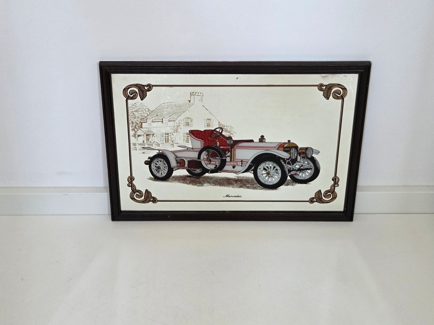 retro wandspiegel Mercedes illustratie sierhoeken