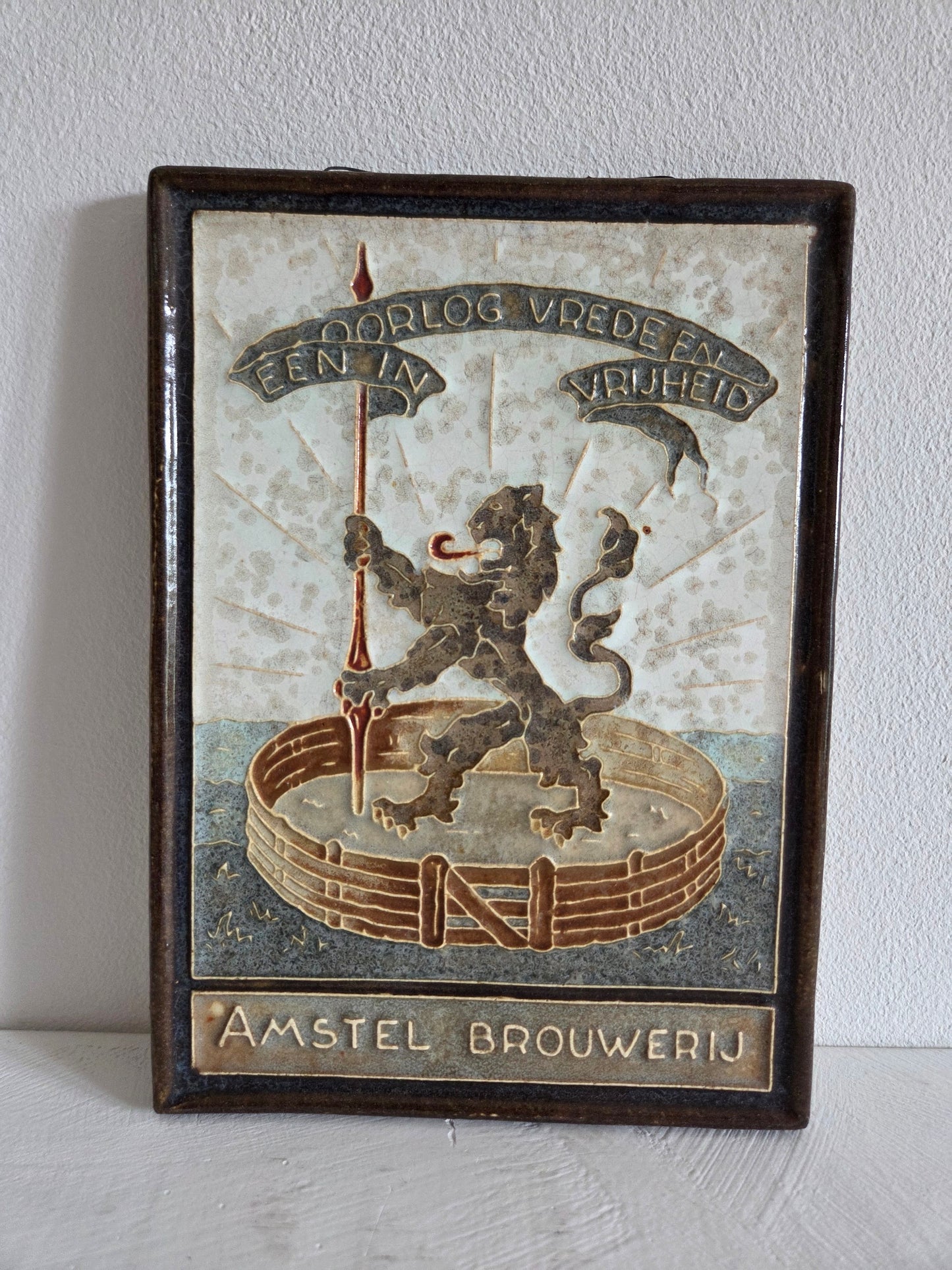 Porceleyne Fles cloisonné tegel Amstel Brouwerij jaren 45
