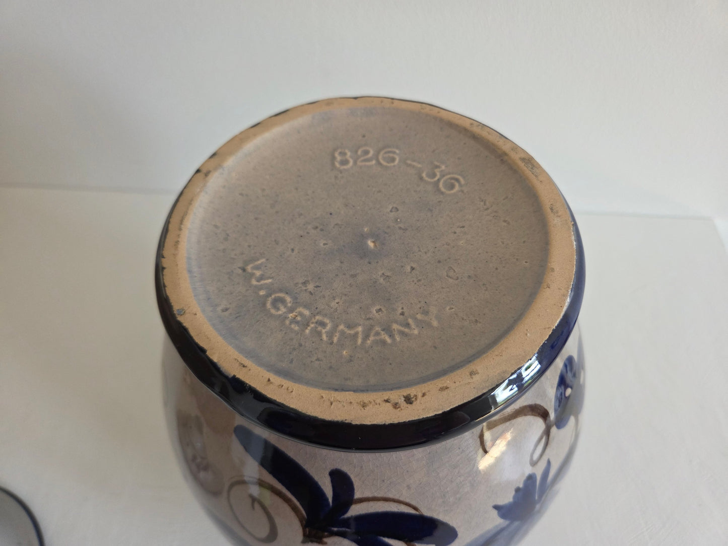 keramische pot Rumtopf opschrift sierschrift kobaltblauw