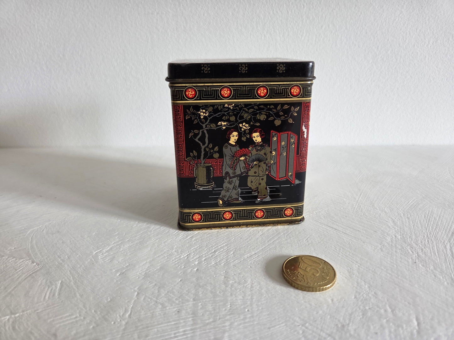 vintage theeblik Groot-Brittannië Chinees tafereel jaren 80